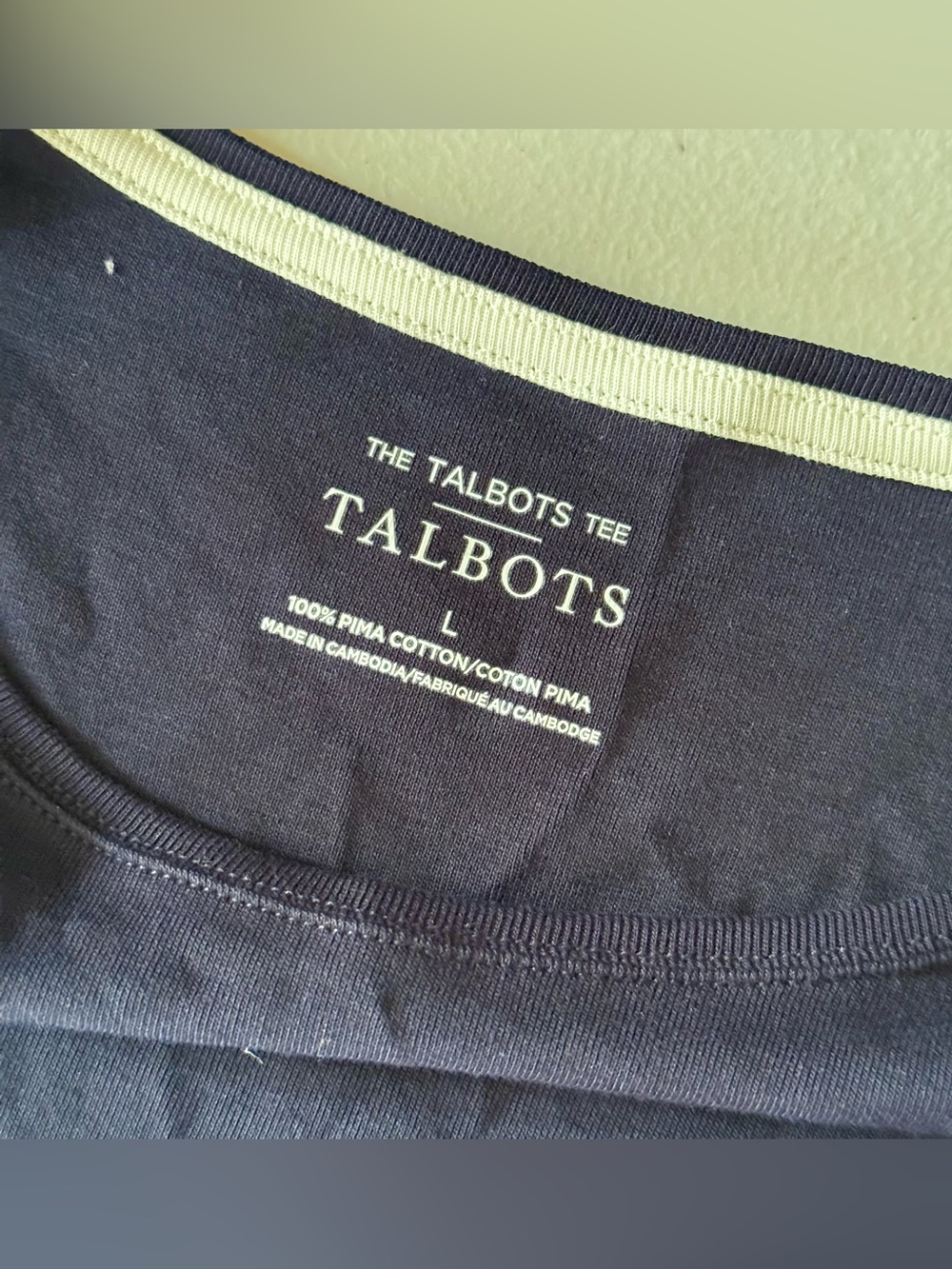 Talbots Tee Women’s L Navy 100% Pima Cotton Long Sleeve Knit Top NWT - Picture 4 of 5